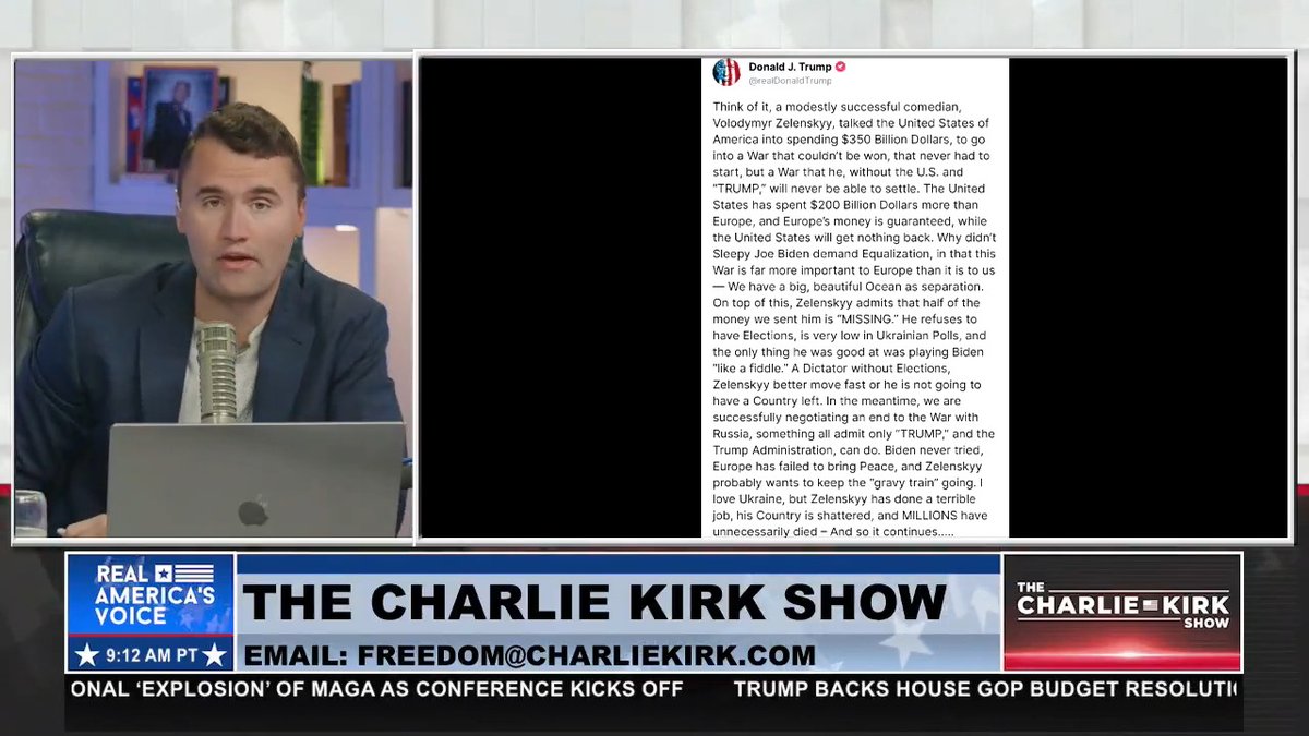 BREAKING NEWS: PRESIDENT TRUMP POSTS ABOUT UKRAINE AND ZELENSKY Charlie Kirk walks us through President Trump's latest post on the Ukraine Russian war. "Zelensky is captured by ultra radical Ukrainian nationalists that refuse to ever negotiate." GET RAV ON THE GO 24/7. START LISTENING NOW!