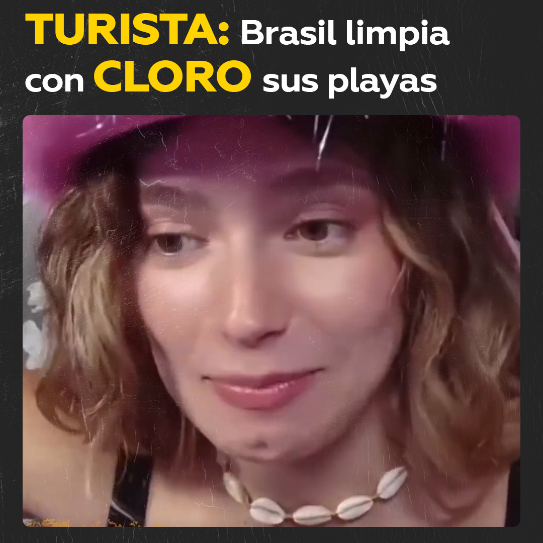 Joven argentina asegura que Brasil usa cloro en sus playas Una joven argentina sostiene que Brasil limpia sus playas con cloro para sobrellevar la contaminación por la afluencia turística.