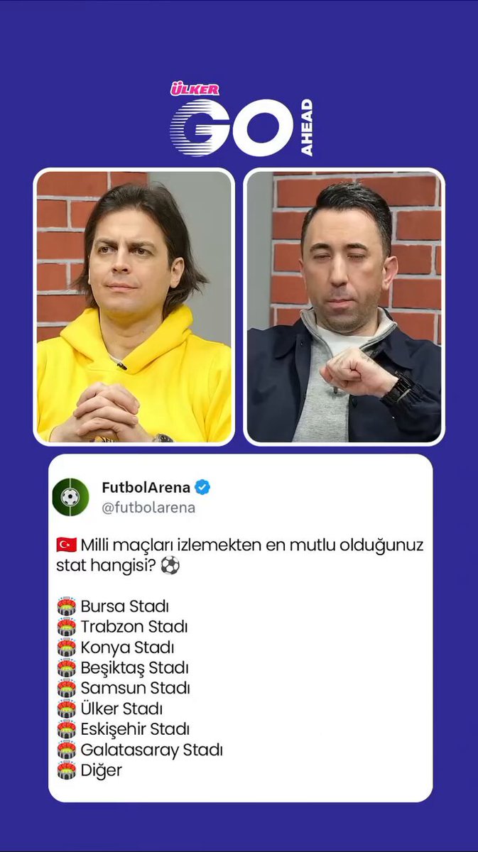 ❓ Milli maçları izlemekten en mutlu olduğunuz stat hangisi? 😍 📲 Yüksek lifli, şeker ilavesiz, koruyucusuz, renklendiricisiz Ülker Go Ahead! Ülker Ülker Go Ahead #işbirliği