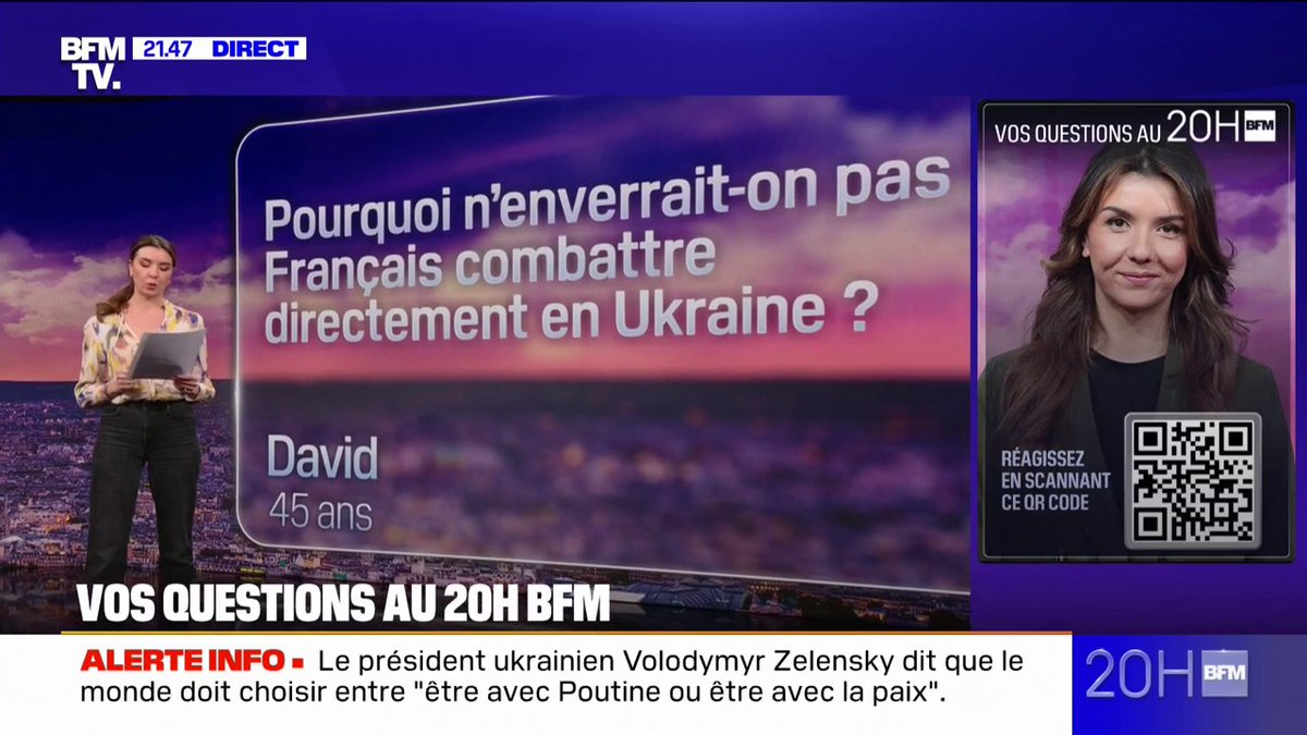 Pourquoi n'enverrait-on pas des militaires français pour combattre sur le front ukrainien? ➡️ Vos questions au 20H BFM