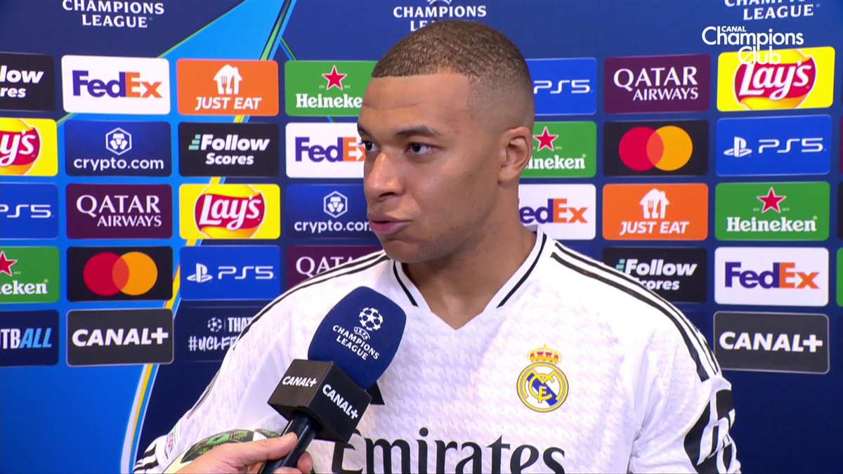 Kylian Mbappé 🇫🇷 : « Le Real l’équipe la plus forte où j’ai joué ? Haha. Il faut respecter tout le monde. Monaco très belle équipe. À Paris c’était des cracks. Ici c’est le meilleur club du monde ! Une évolution logique. » 😁 🎥 CANAL+ Foot
