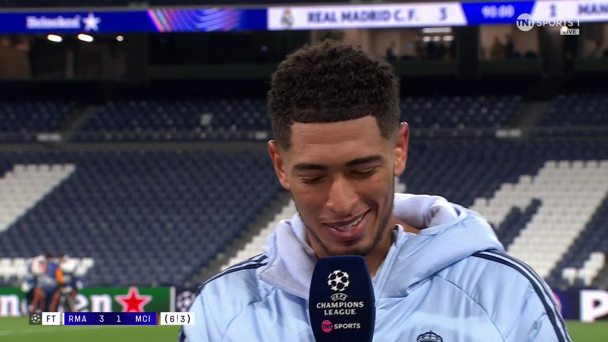“We’re so unpredictable to play against, especially with the movement and fluidity.” Jude Bellingham reflects on a dominant performance and the strength of this Real Madrid side 💪 🎙 Reshmin Chowdhury | 📺 TNT Sports &amp; discovery+ UK