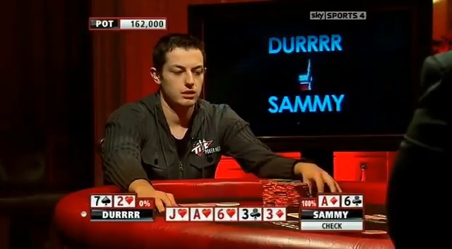 Prime Durrrr going crazy w/ the 72 trying to win the $10k 72 bounty From the Durrrr challenge vs Sammy Any 2 Tom Dwan