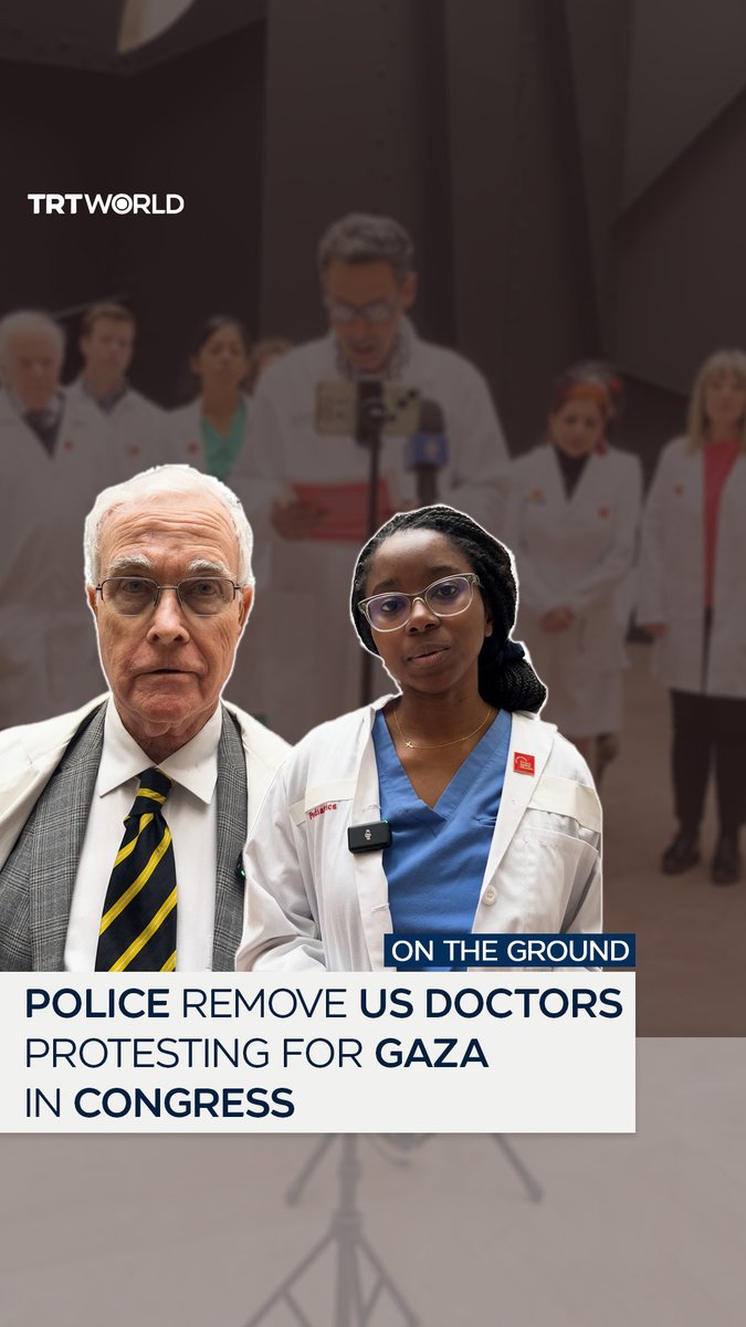 Over 100 US doctors staged a protest in Congress, demanding that the Senate restores UNRWA funding and bans US military deployment in Gaza. They spoke to TRT World before being removed by police