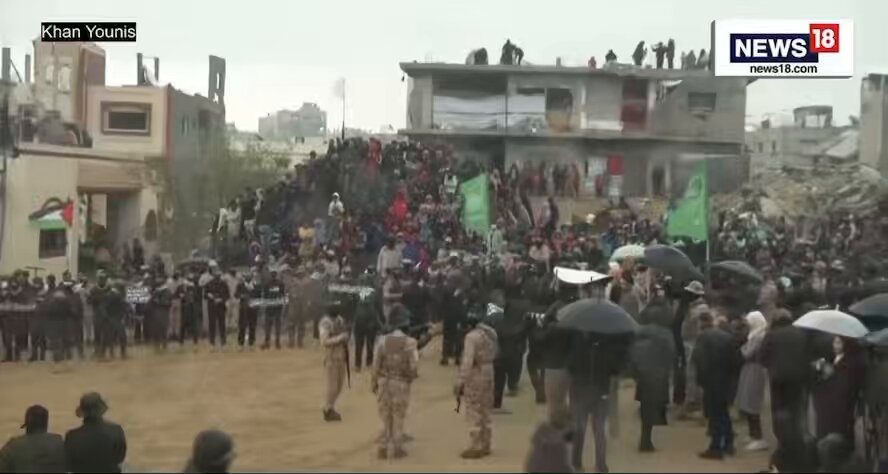 Just look at those fucking monsters. This is Gaza right now, where hundreds of Palestinians, including women and children, have come to watch dead Jews being returned in coffins like it’s a fucking show. A sick, depraved society that praises death and death alone.