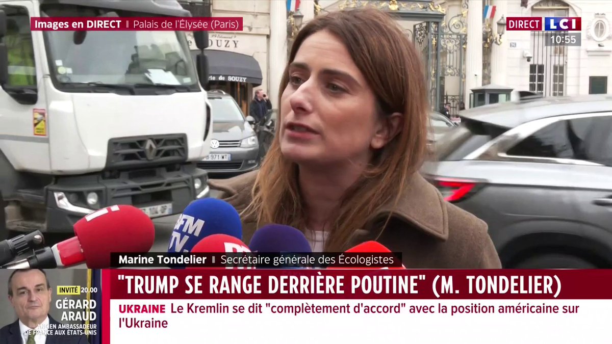 ▶️ Les chefs de partis reçus par Macron pour évoquer la situation en Ukraine 🗣️ "Poutine ne s'arrêtera pas à l'Ukraine" déclare Marine Tondelier