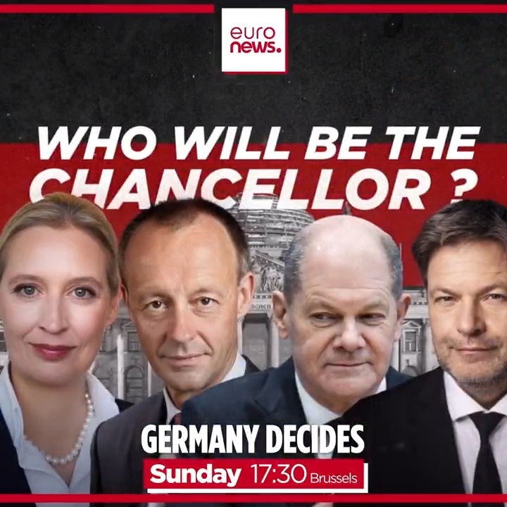 🇩🇪 Germany heads to the polls this Sunday in snap federal elections that will shape the EU’s largest economy for the next four years. Follow Euronews' live blog & special coverage as the country elects its new chancellor and parliament!