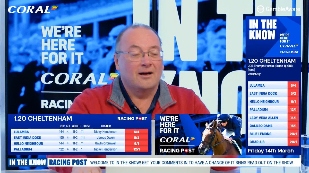 🔵 In The Know with Coral 🔵 📍 Cheltenham Festival 🏇 Triumph Hurdle 🗣️ “The form of Lulamba is not strong at all” Paul Kealy doesn't believe that Lulamba deserves to be the ante-post favourite for the Triumph Hurdle 18+ #GambleAware