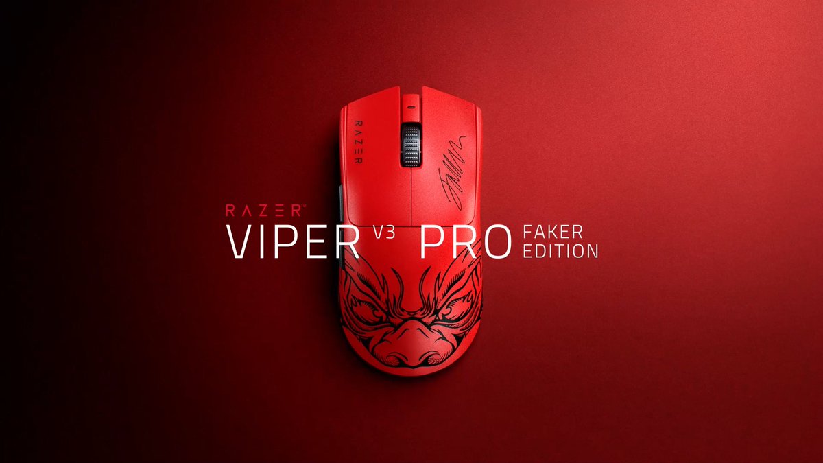 Quand le GOAT de l'Esport et la GOAT des souris sans fil se rencontrent, ça donne ce banger. C'est d'ailleurs avec ce bijou qu'il a remporté les derniers Worlds de League of Legends ! La Razer Viper V3 Pro Faker Edition est maintenant disponible. 🐐 🐍