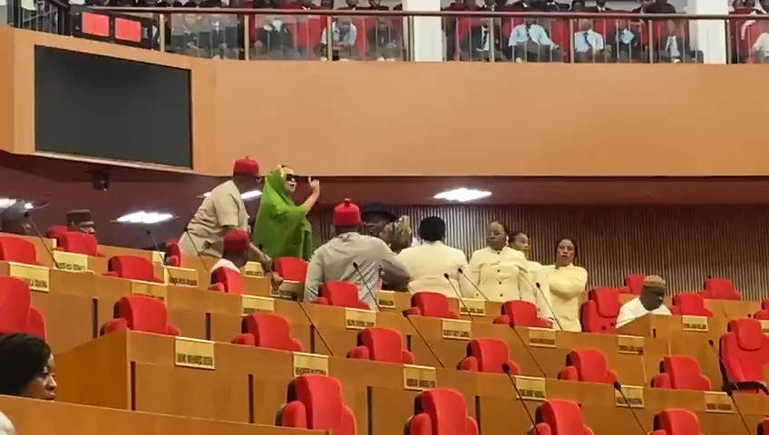 'I am not afraid of you,' Senator Natasha Akpoti-Uduaghan tells Senate President Godswill Akpabio during a heated moment on Thursday. The disagreement was owing to the change of Senator Natasha's seat.