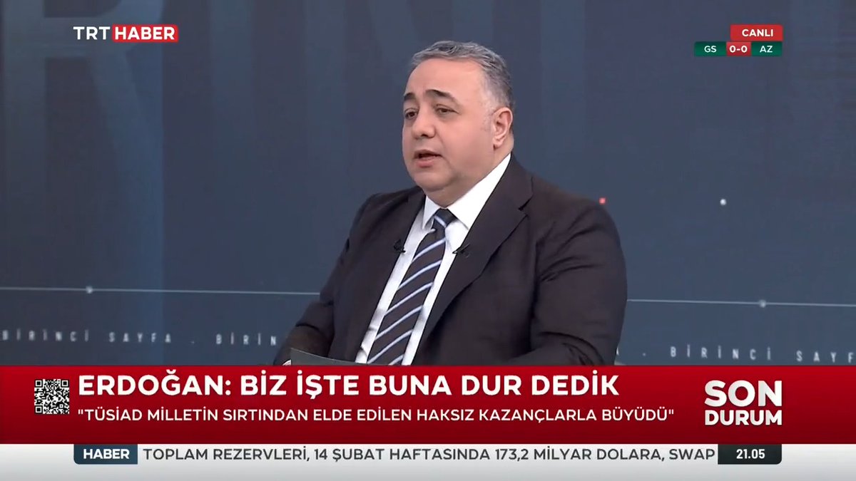 "(TÜSİAD) Bugün harekete geçmelerinin sebebi şu; kafalarında bir model var, bazı isimler var. Onları öne çıkarmak istiyorlar. Onların milletten vize alamayacaklarını gördükleri anda da eski yöntemlerle yeniden siyaset dizayn etme çalışmalarına başlıyorlar." Zafer Şahin-Gazeteci