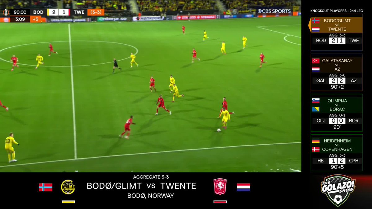 90+2' | Bodø/Glimt 2, Twente 1 (3-3 agg.) 90+4' | Bodø/Glimt 3, Twente 1 (4-3 agg.) 90+6' | Bodø/Glimt 3, Twente 2 (4-4 agg.) Stoppage time MADNESS in Norway 🤯