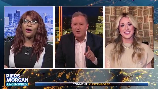 "When do you think I ever race baited? “...STOP talking!” Piers Morgan tries to conduct a debate on Trump’s trans athletes ban with activist Blossom C Brown. 📺 Piers Morgan | Riley Gaines | Tarotastrology With Coach Blossom