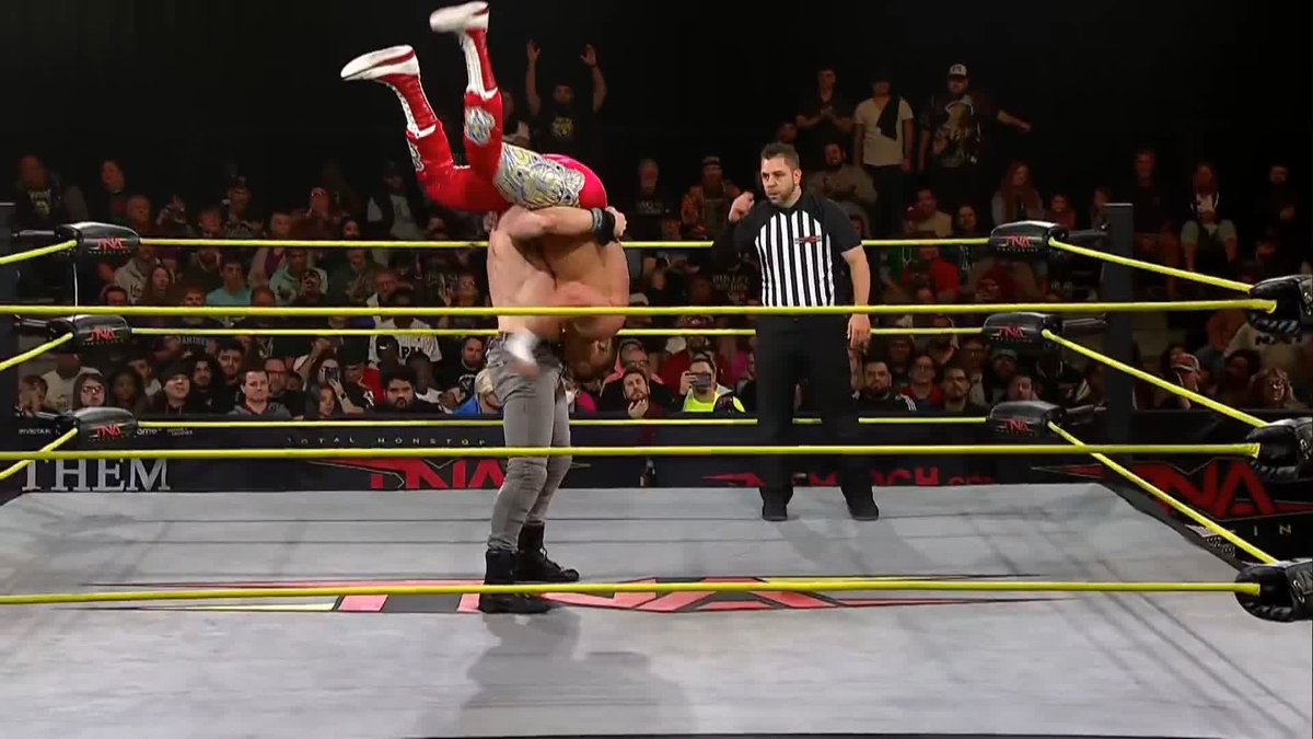 .ELIJAH secures the win in his TNA debut with a Piledriver! Joe Hendry Watch #TNAiMPACT on TNA+: