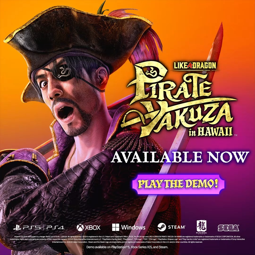 Like a Dragon: Pirate Yakuza in Hawaii is now available on PlayStation 5, PlayStation 4, Xbox Series X|S, Xbox One, and Steam🏴‍☠