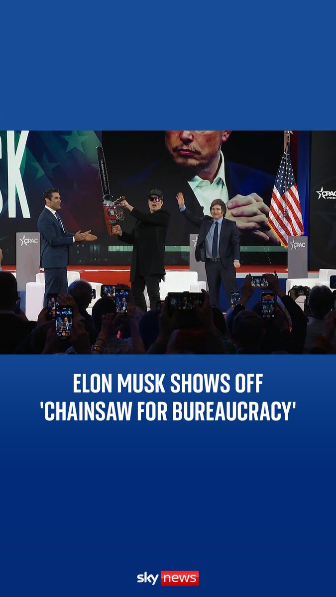 Elon Musk swung a chainsaw around on stage at the Conservative Political Action Committee as he met with Argentinian President Javier Milei. Latest US news: