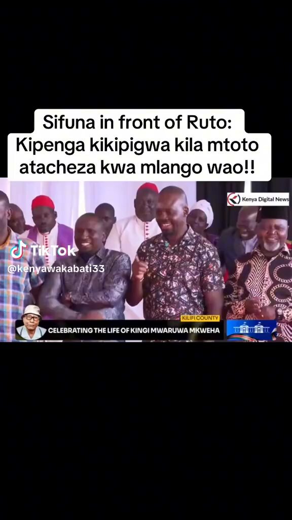 Sifuna in front of Ruto: When the whistle blows, every child will dance at their door. Totally unrelated, why is Karen Nyamu standing there looking like a misplaced priority?
