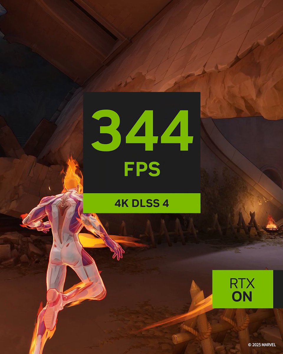 Marvel Rivals is #RTXOn with NVIDIA DLSS 4 Multi Frame Generation, multiplying frame rates up to 4.4X on GeForce RTX 50 Series GPUs. Learn More: