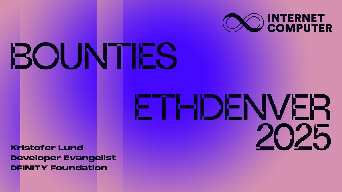 🚀 The ICP bounties for ETH Denver have been announced, get ready to BUIDL! 💰 $39K in prizes and three fun tracks to choose from: 1. AI agents 2. Onchain encryption 3. Only possible on ICP 👀 Details: