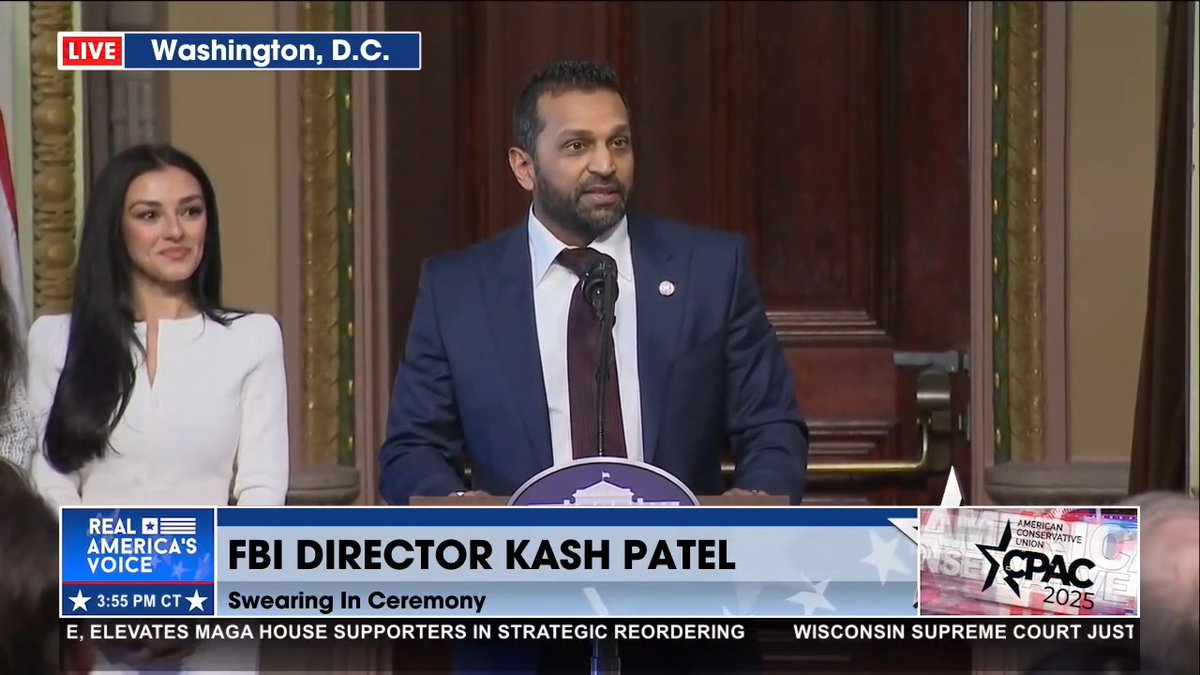 “I AM LIVING THE AMERICAN DREAM! YOU’RE TALKING TO A FIRST-GENERATION INDIAN KID WHO’S ABOUT TO LEAD THE LAW ENFORCEMENT COMMUNITY IN THE GREATEST NATION ON GOD’S GREEN EARTH.” Kash Patel gives remarks following his swearing-in as FBI Director. Pam Bondi