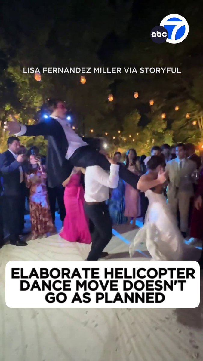A pair of newlyweds tried their hand at a helicopter dance move during their wedding in Mexico to disastrous results. 😅