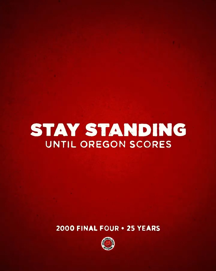 Bringing back a classic tradition to honor our 2000 Final Four Team! Make sure to stand until Oregon scores tomorrow