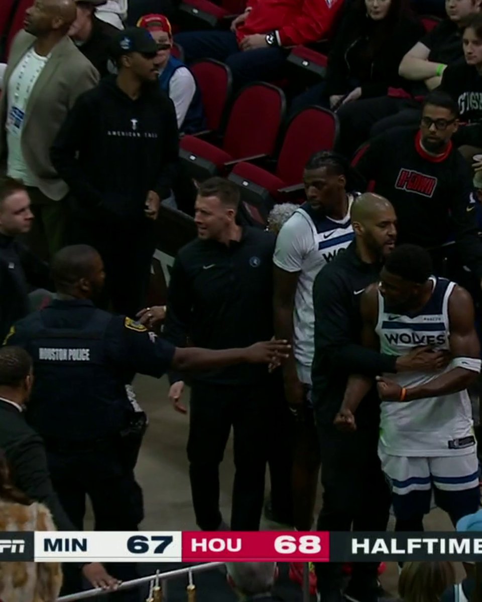 Ant was jawing with a fan in Houston going into halftime and a Timberwolves coach had to hold him back.