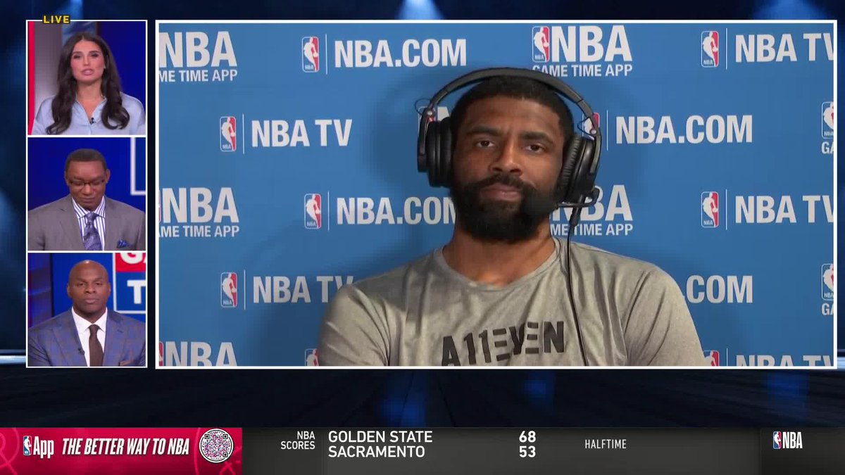 "Max Christie beat me to the arena tonight" Kyrie🤞🏾 shares a moment with Zeke &amp; Brendan Haywood while describing how the new-look Mavs are finding success 🤝