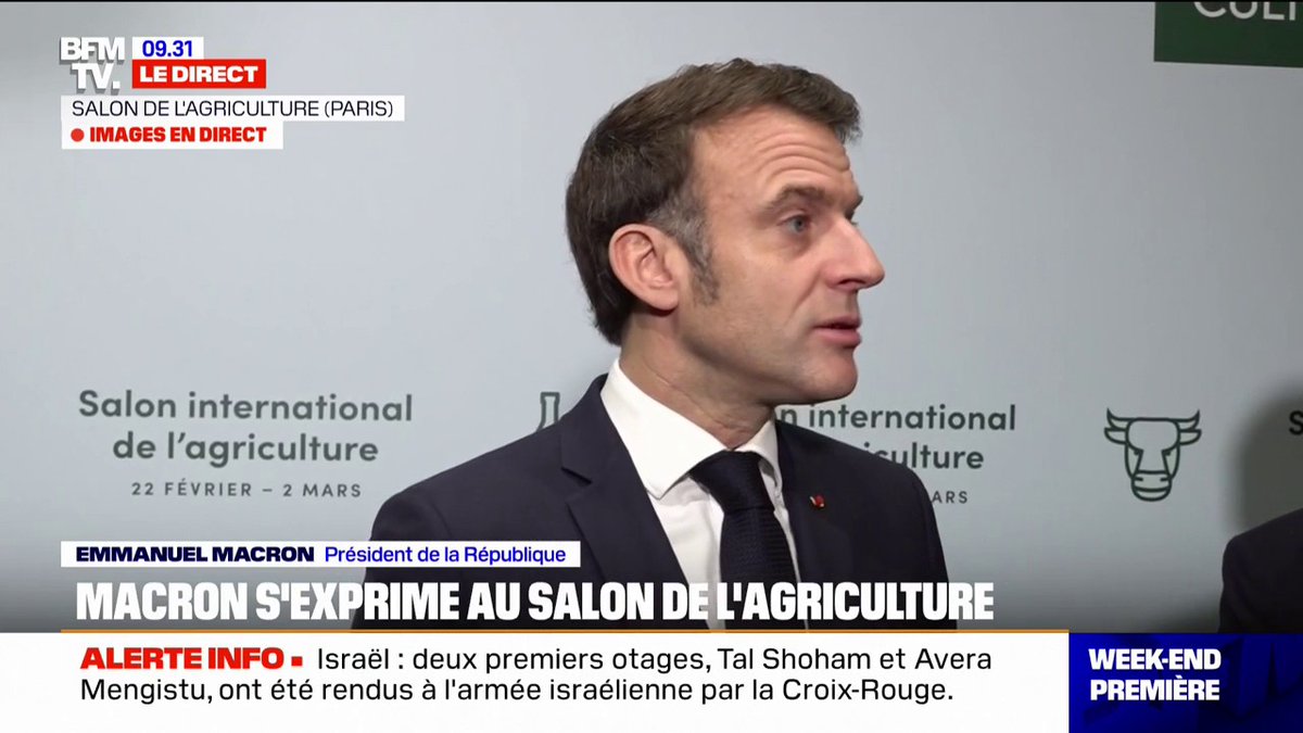 Écologie et agriculture: Emmanuel Macron estime qu'à "trop contraindre nos agriculteurs on perd de la capacité à produire notre alimentation chez nous"