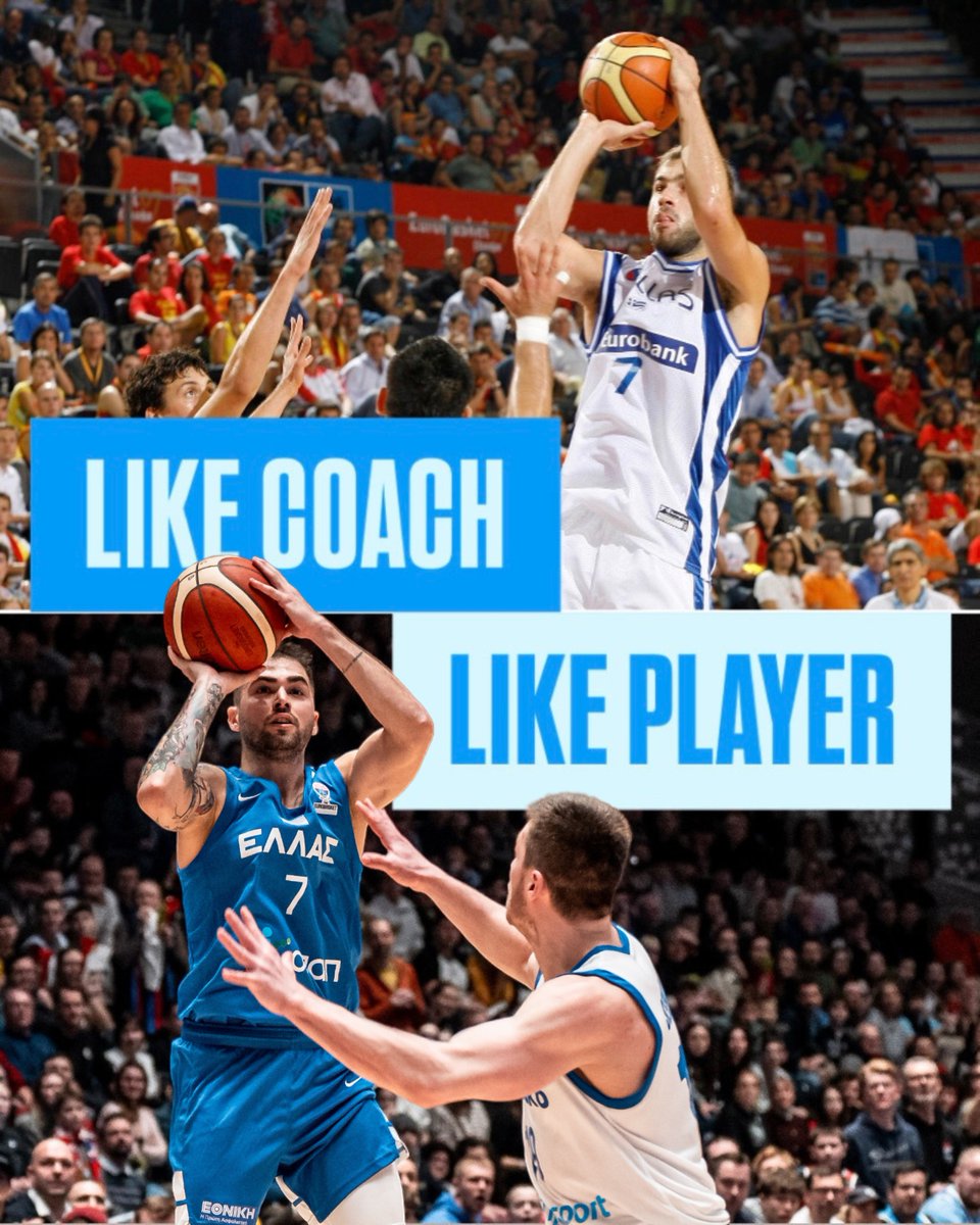 Like coach, like player 🇬🇷 Toliopoulos with his best Kill Bill impression 🗡️ #EuroBasket