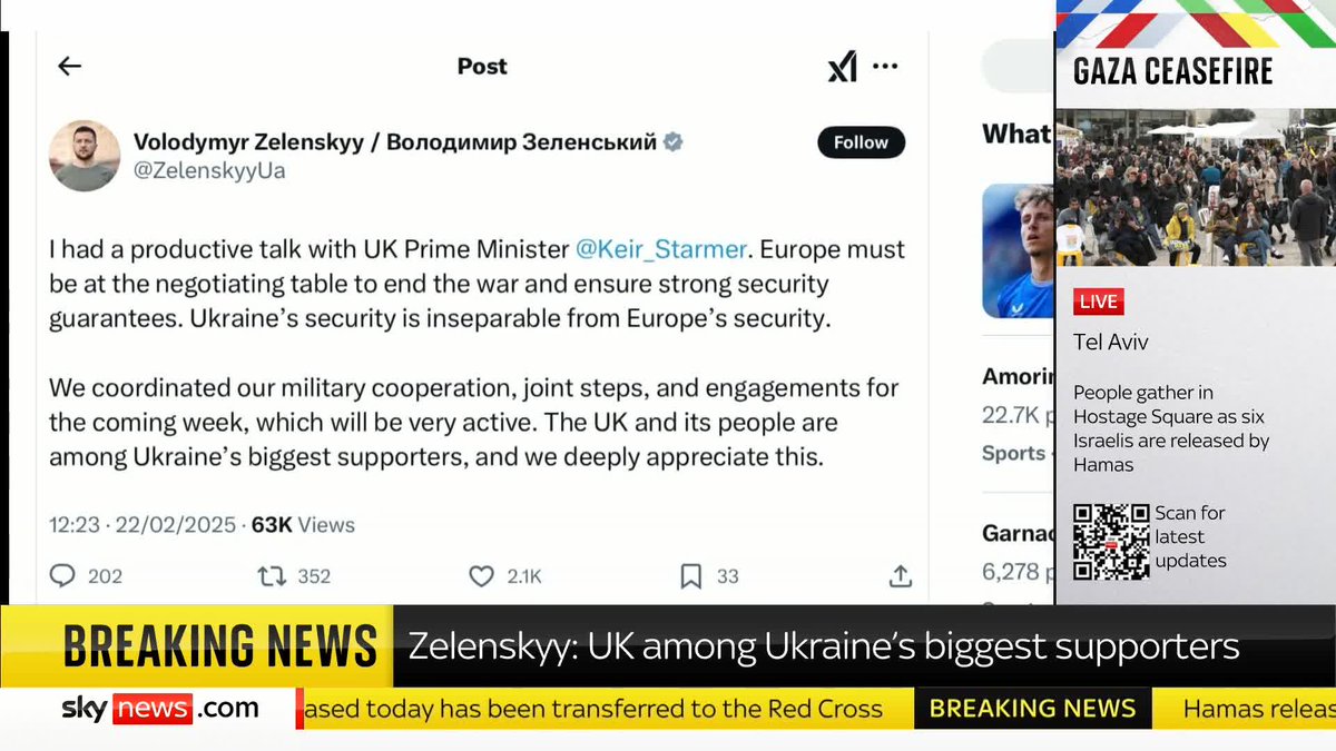 BREAKING: Ukrainian President Zelenskyy has expressed gratitude to the UK for its continued support following his meeting with Prime Minister Keir Starmer. 📺 Sky 501, Virgin 602, Freeview 233 and YouTube