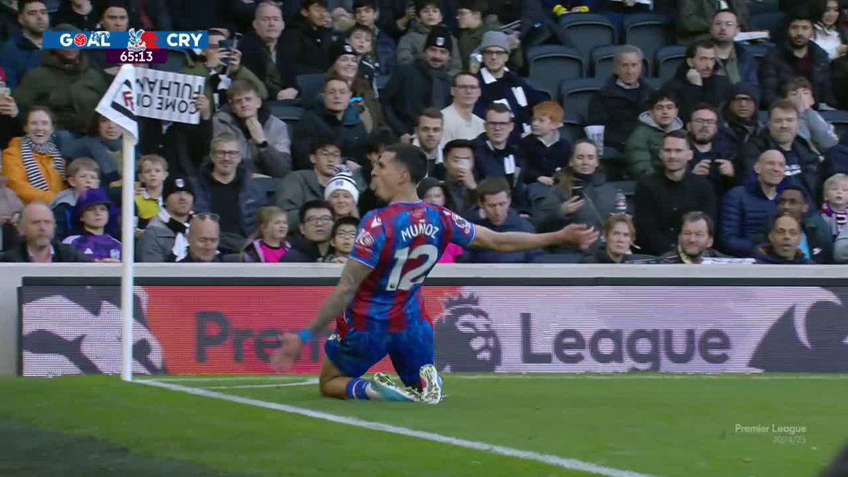 🇨🇴 GOLAZO de Daniel Muñoz. El colombiano marca el 2-0 de #CrystalPalace en su visita a #Fulham, al 66’ 👀 Tercera anotación del colombiano en esta temporada de Premier League