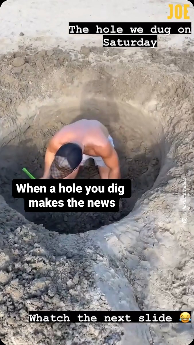 These guys dug a hole on a beach which caught the attention of a resident who thought it had a cosmic background which led to their hole making the national news 😂