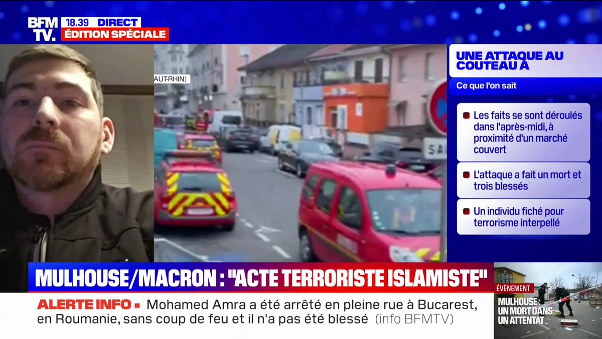 💬"C'était l'horreur" ➡Le témoignage de Benjamin, présent sur les lieux de l'attaque "terroriste" de Mulhouse