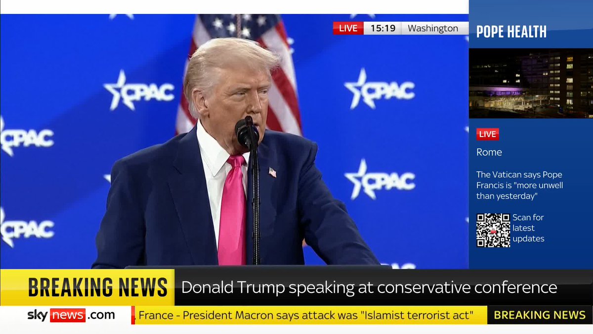 'Elon [Musk] is doing a great job' President Trump is speaking at a conservative conference in Washington Watch live: 📺 Sky 501, Virgin 602