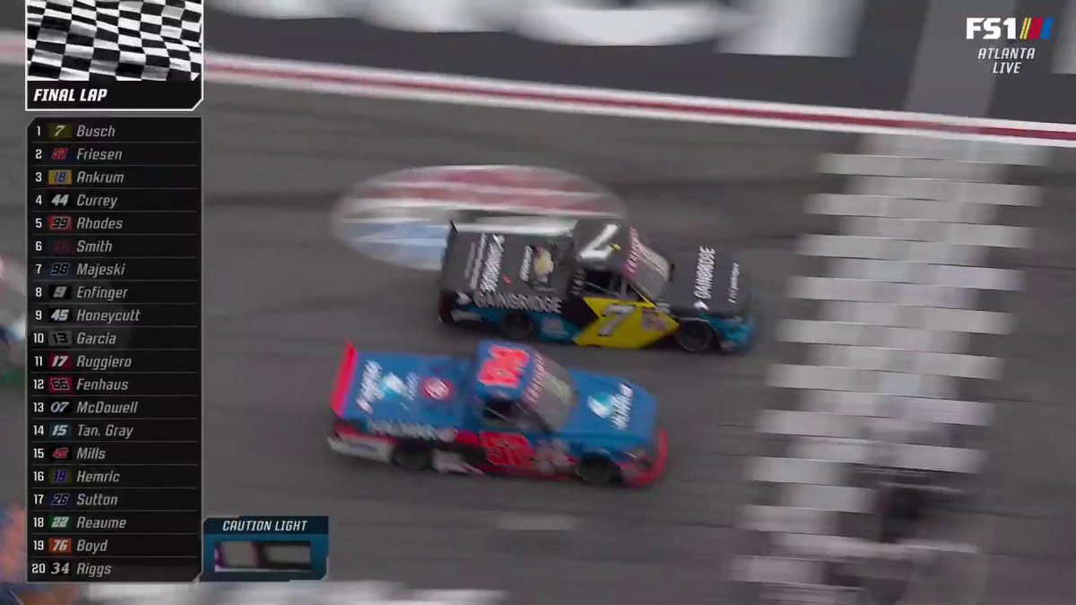 AT THE LINE. Kyle Busch WINS the Truck Series race at Atlanta! #NASCARonFS1