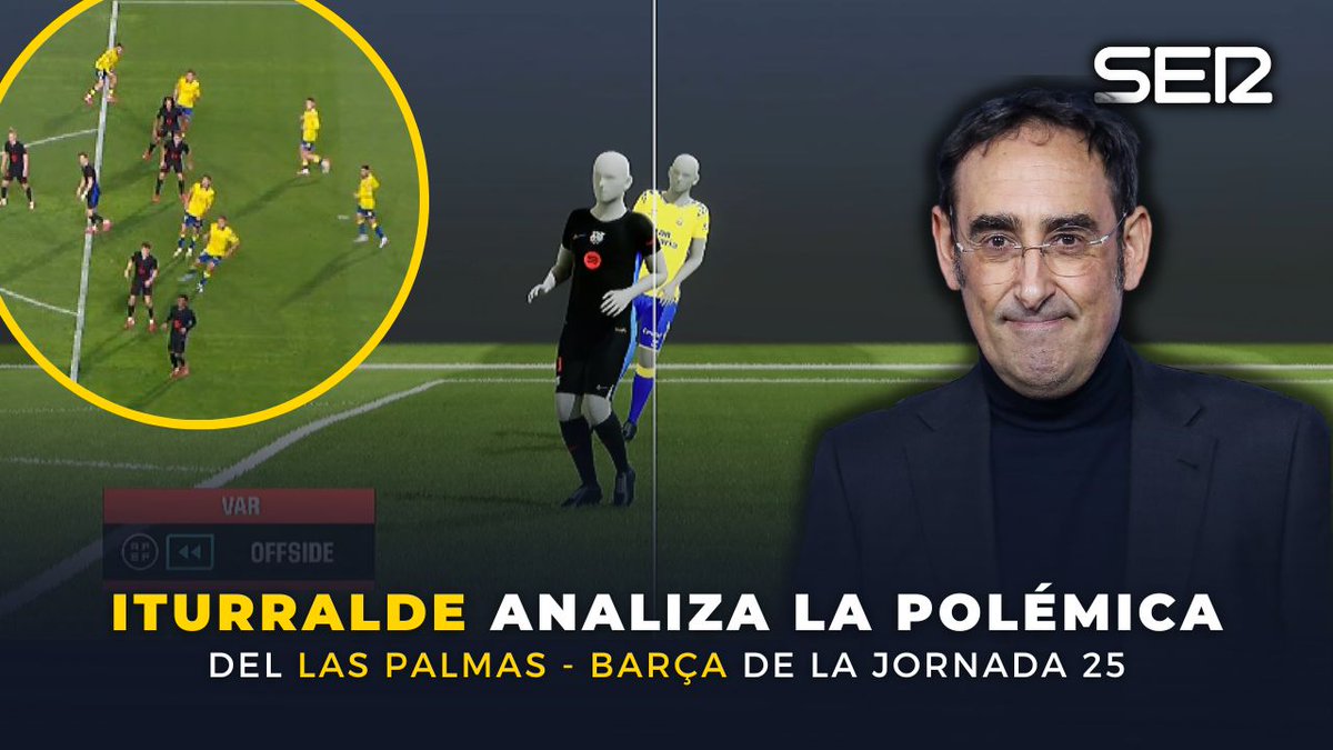 ⚠‼@Itu_edu explica la jugada del penalti de Eric García #LasPalmasBarça 🗣 "El VAR no te puede llamar para un fuera de juego si no acaba en gol" ✋ "El árbitro va a ver porque le dicen que puede haber un penalti" ➡️ "Y ahí el del VAR le dice que hay fuera de juego previo"