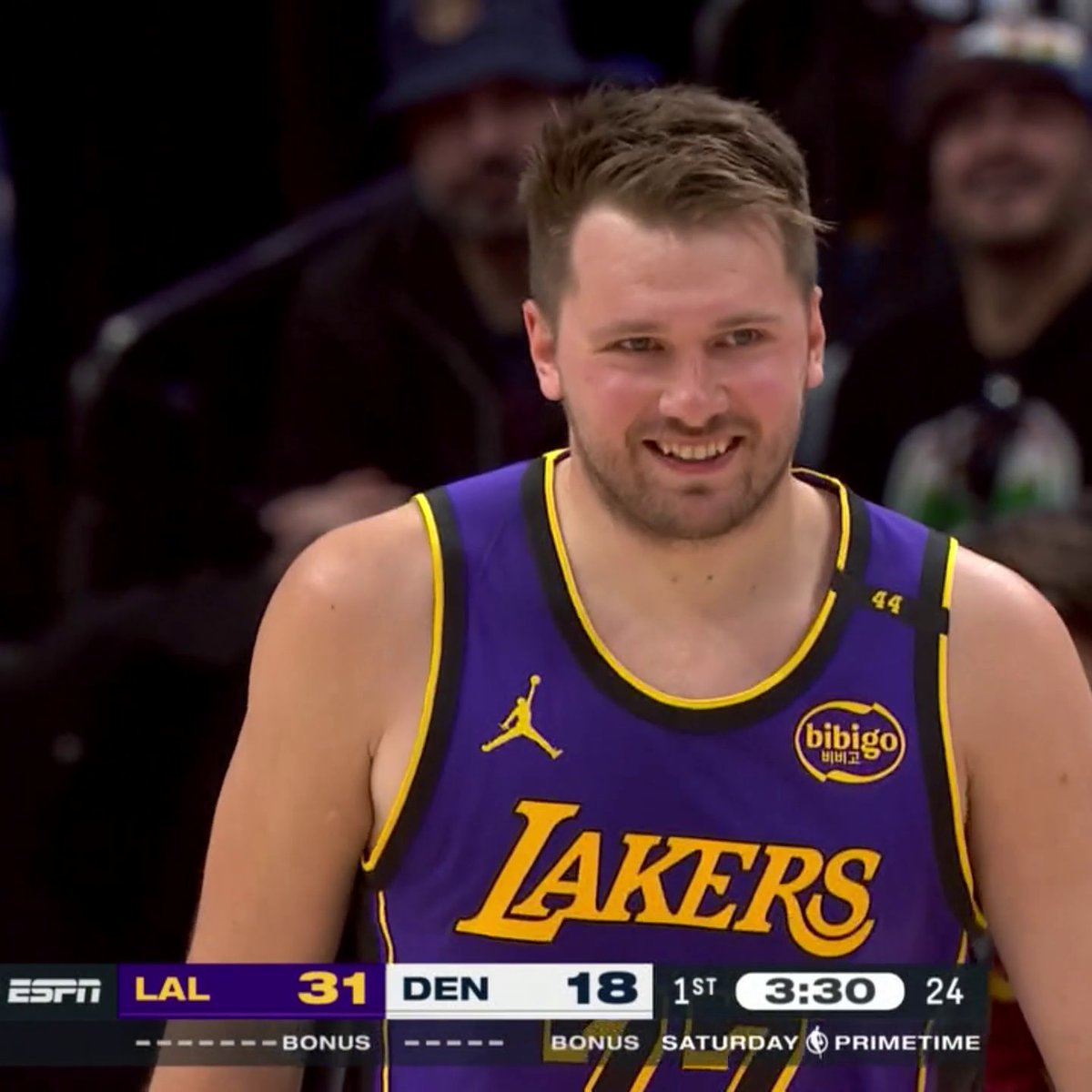 Luka was cheesin' after he hit this three 😆 16 PTS | 4 REB | 3 AST in the first quarter 🔥
