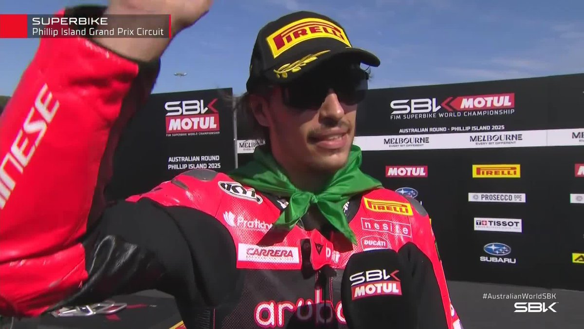 🏆 Already looking ahead to the next races after his first hat-trick and a dominant weekend 💥 It's time to hear from Nicolò Bulega 🎙️ #AustralianWorldSBK 🇦🇺