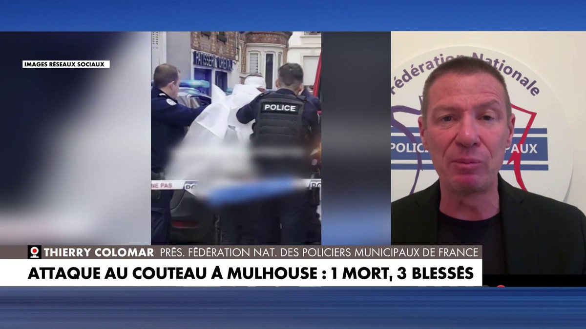 Thierry Colomar : «Le policier municipal n'a pas utilisé son arme, car il n'en avait pas l'autorisation. (...) Il faut que ça change, les policiers municipaux doivent être en capacité de neutraliser un auteur d'acte terroriste» dans #LaMatinaleWE
