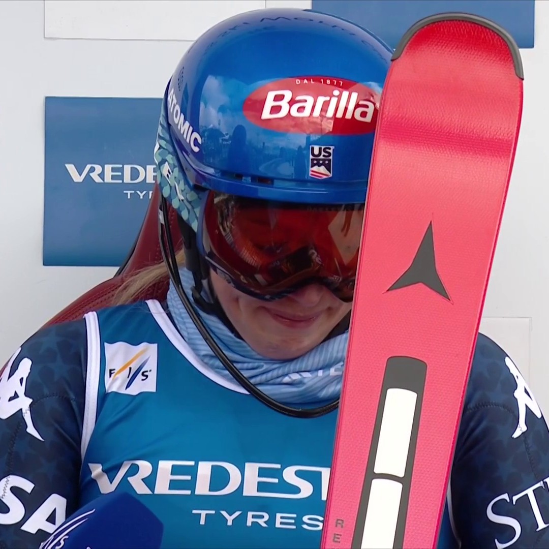 Look at what it means to Mikaela Shiffrin. ❤️ One hundred world cup victories for the GOAT of Alpine ski racing. ⛷️ #fisalpine