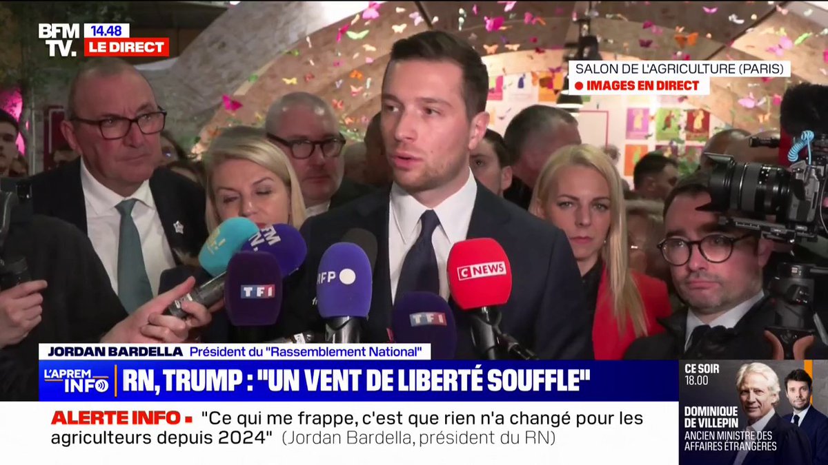 Pour Jordan Bardella (RN), Donald Trump "incarne aux États-Unis" un "vent de liberté qui souffle aujourd'hui sur toutes les démocraties occidentales"