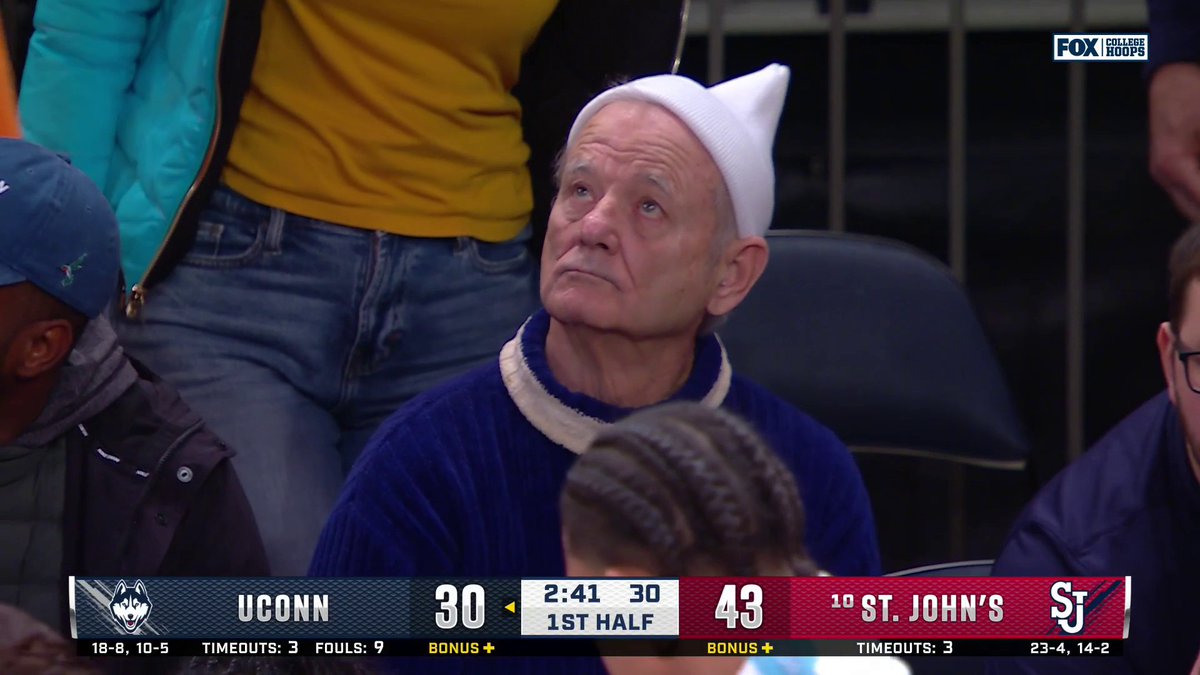 Bill Murray in Madison Square Garden rooting for the Huskies 🤩 UConn Men's Basketball