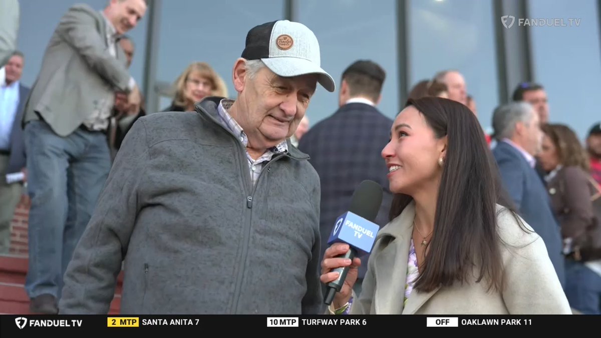 "He surprises me every trip..." Winning trainer Lonnie Briley after a popular victory in the Rebel Stakes with Coal Battle. He is with Andie Biancone 🐴.