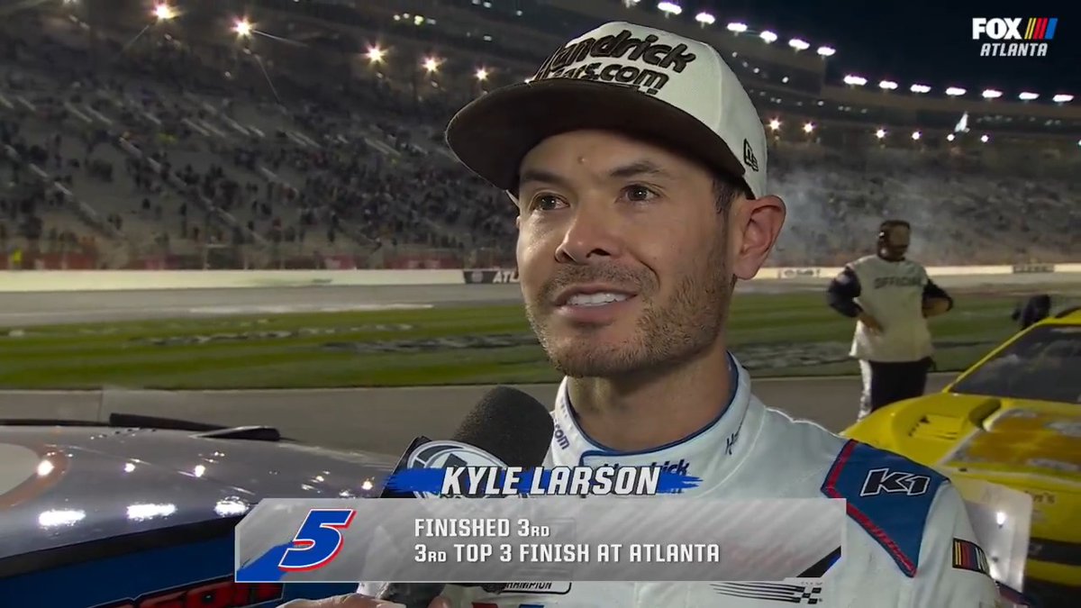 So close for Kyle Larson in Atlanta tonight. He brings it home P.3. @NASCARonFOX | #NASCAR