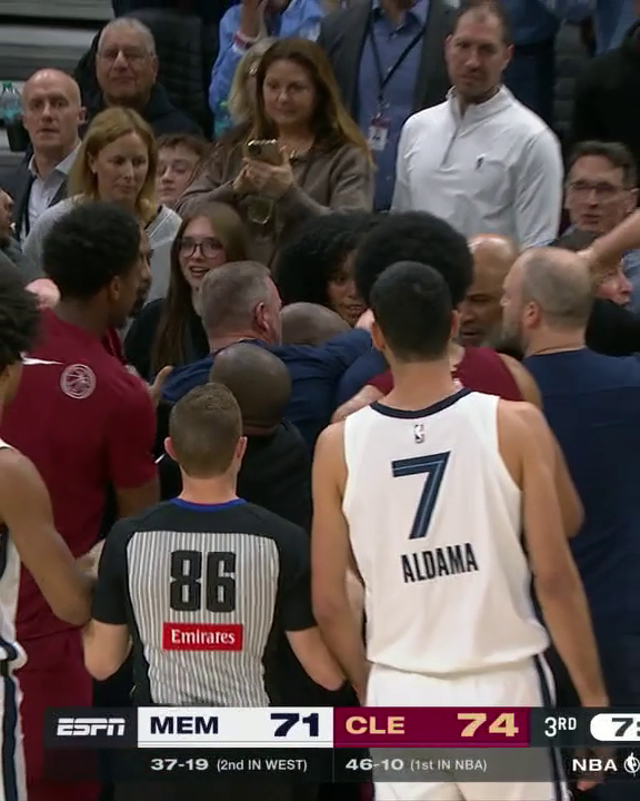 During the Cavs-Grizzlies game, Donovan Mitchell and Desmond Bane both received technical fouls for a scrum after a loose ball. Ja Morant and Tristan Thompson received technicals for the ensuing scuffle.