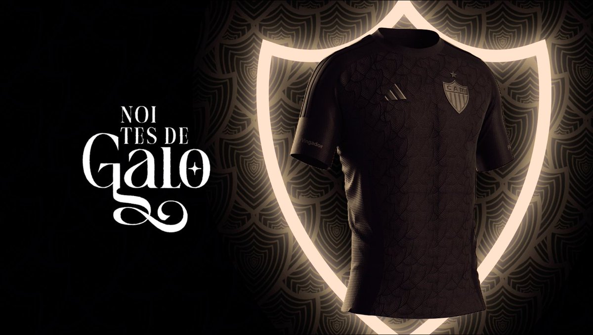 Atlético anuncia nova camisa para os sócios "Galo na Veia". Um modelo all black. "Preta como a noite. Brilhante como a nossa história 🏴" Linda!🐓
