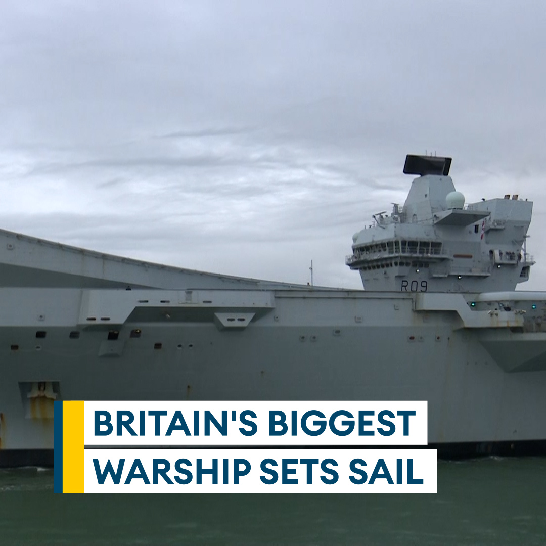 Friends and family gathered to see off their loved ones as HMS Prince of Wales (HMS Prince of Wales) set sail from Portsmouth 🇬🇧 Britain’s biggest warship is gearing up to deploy to the Indo Pacific on Carrier Strike Group 25 📺 Watch here 👇