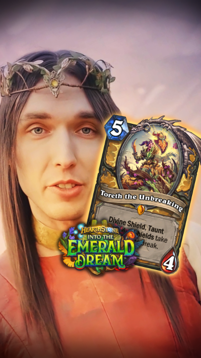 Give your Divine Shields a powerful boost with Paladin's new Legendary card, Toreth the Unbreaking! Buff your bubbles when Into the Emerald Dream launches March 25th.