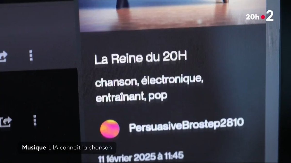 🎤🤖 DOCUMENT #JT20h : l'IA, partenaire privilégiée des musiciens 35% avouent l'avoir déjà utilisée et, sur Deezer, 10% des chansons transmises chaque jour sont réalisées grâce à elle. Mais pour créer ses titres, l'IA pille souvent ceux des autres. #JT20h